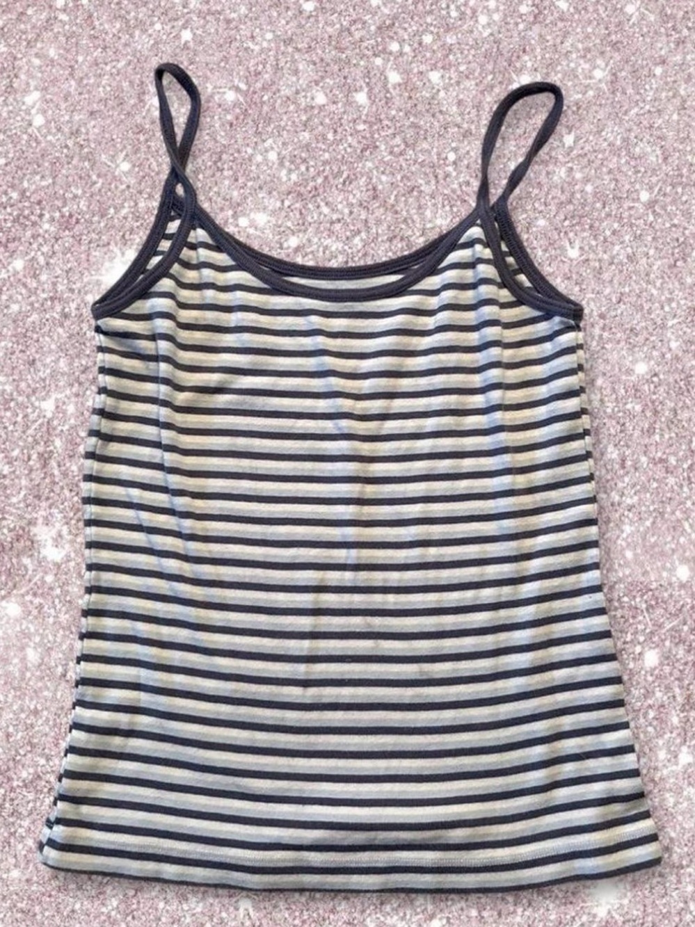 Brandy Melville Striped Blue & Cream Spaghetti Strap Tank Top